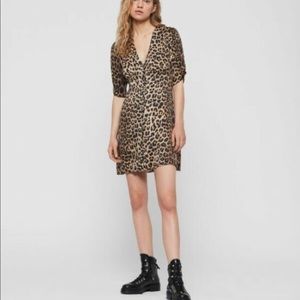 All Saints Kota Leopard Print Dress SZ S